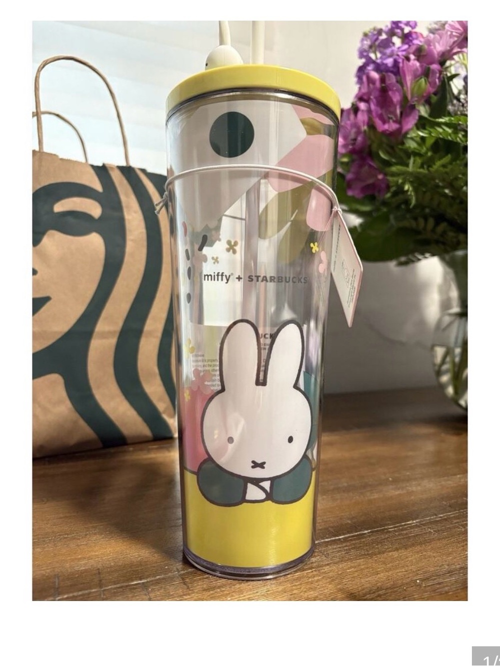 Starbucks Miffy Clear Tumbler with Yellow Lid and Pastel Accents